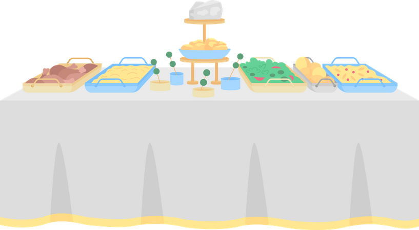Buffet table for wedding reception Illustration