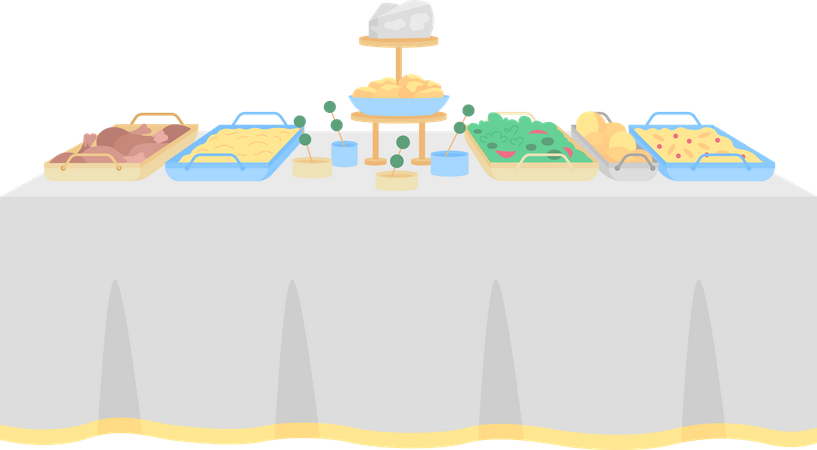 Buffet table for wedding reception  Illustration