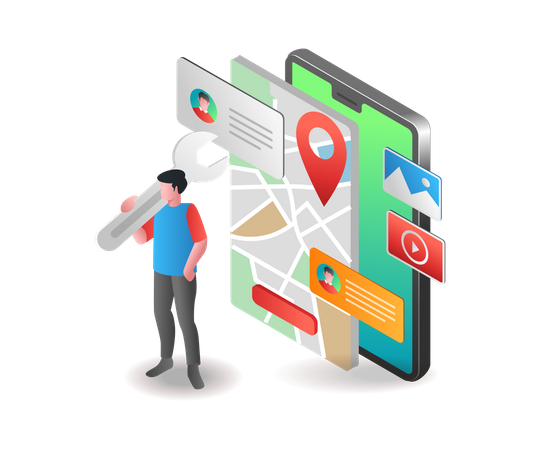 Build map app for smartphone  Illustration