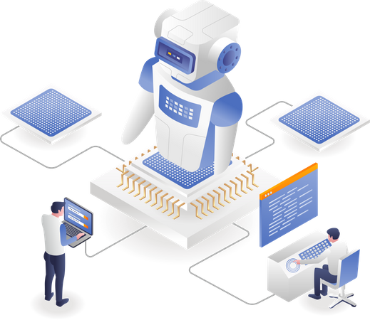 Build robots with artificial intelligence chips  Illustration