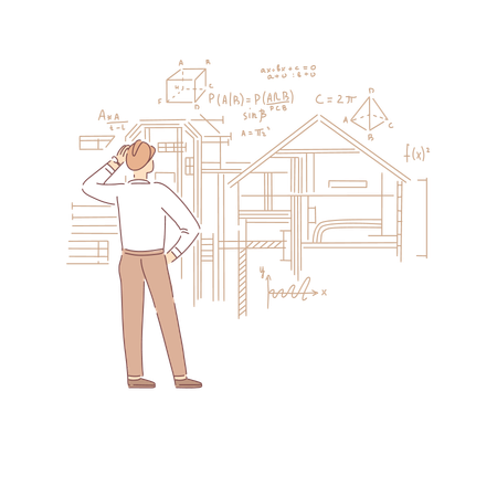 Builder Considering Engineering Solution  Illustration