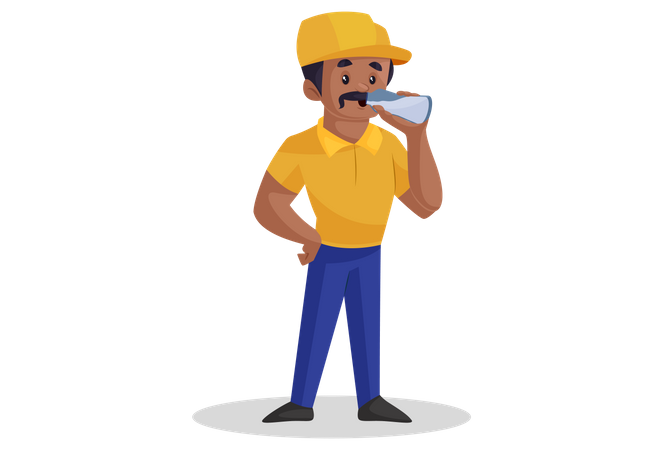 Builder drinking water Illustration
