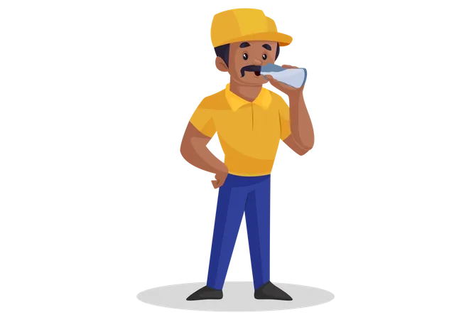 Builder drinking water  Illustration
