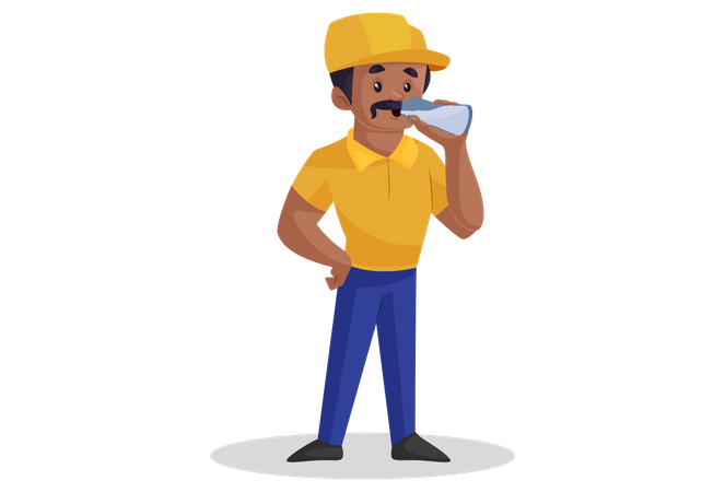 Builder drinking water  Illustration