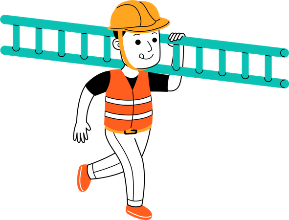 Builder holding ladder  Illustration