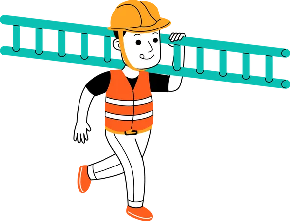 Builder holding ladder  Illustration