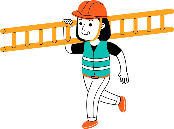 Builder holding ladder  Illustration