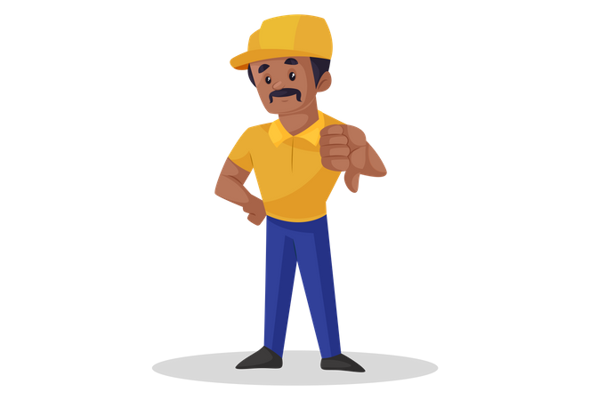 Builder showing thumbs down Illustration