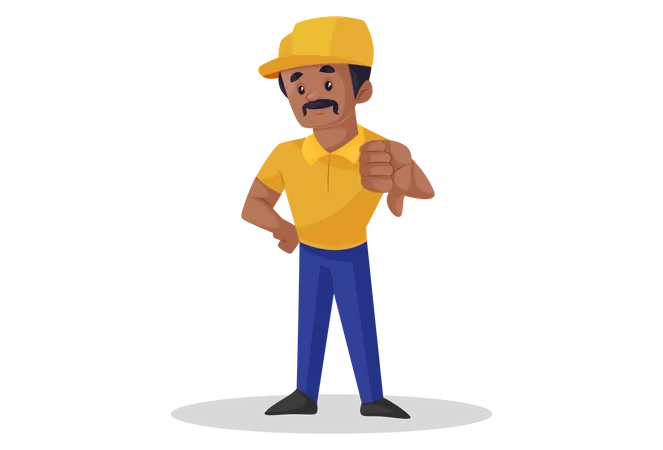 Builder showing thumbs down Illustration