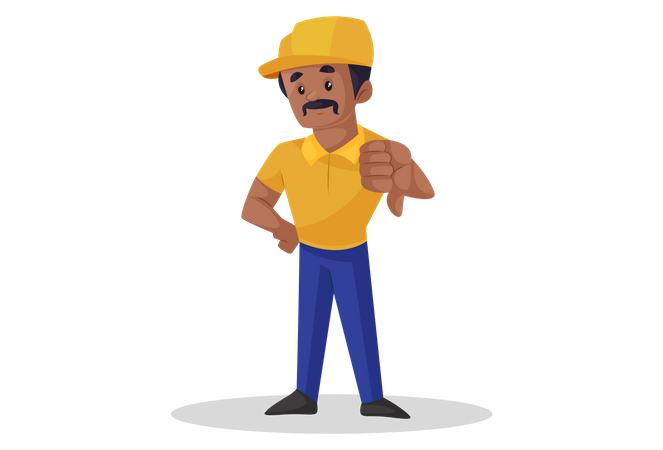 Builder showing thumbs down  Illustration