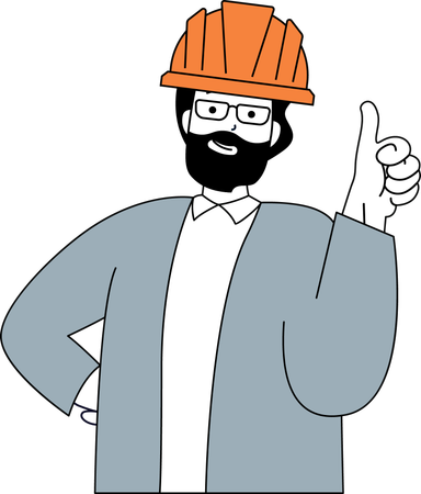 Builder showing thumbs up  Illustration