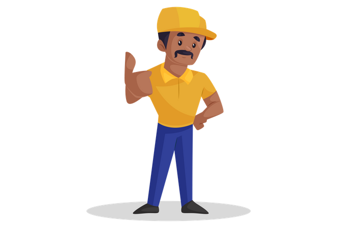 Builder showing thumbs up Illustration