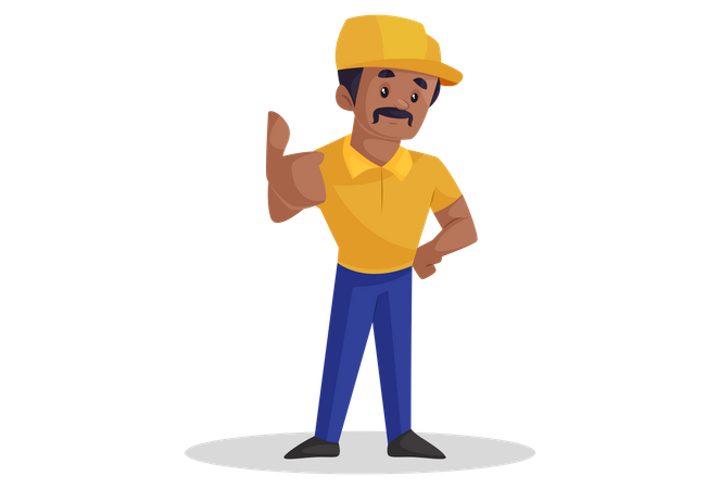 Builder showing thumbs up  Illustration