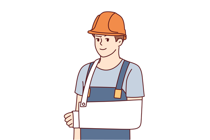 Builder suffers from bone fracture  Illustration