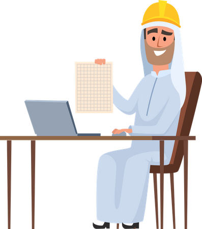 Builder with plan  Illustration