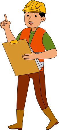 Builders standing with clipboard  Illustration
