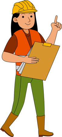 Builders standing with clipboard  Illustration