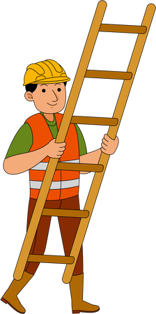 Builders standing with ladder  Illustration