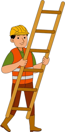 Builders standing with ladder  Illustration