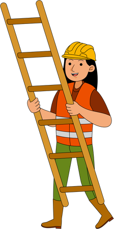 Builders standing with ladder  Illustration
