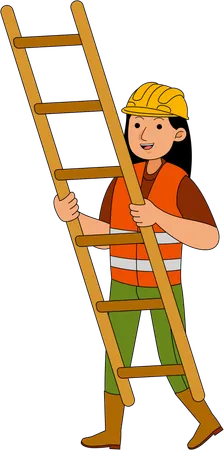 Builders standing with ladder  Illustration