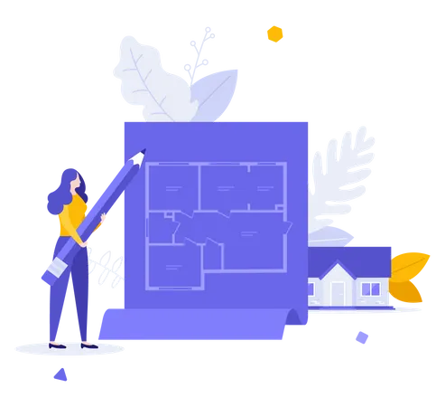 Building Blue Print  Illustration