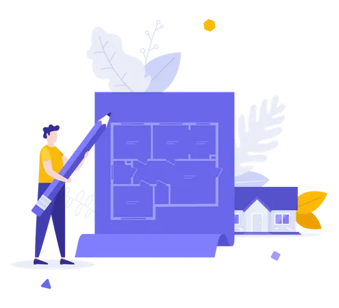 Building Blueprint  Illustration