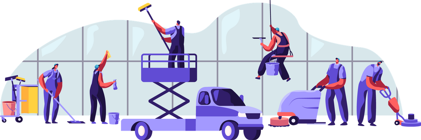 Building Cleaning Service Illustration