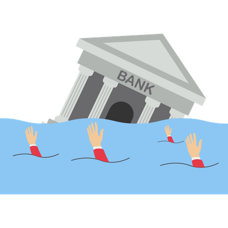 Building of the bank drowning  Illustration