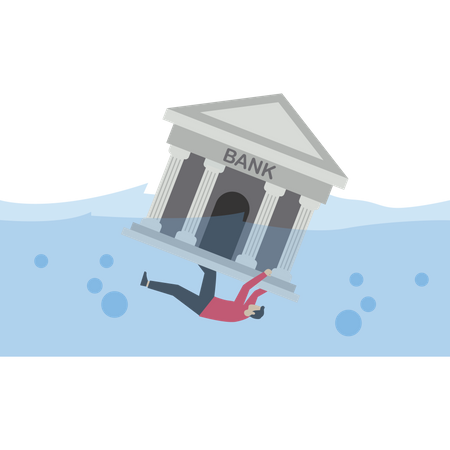 Building of the bank drowning  Illustration