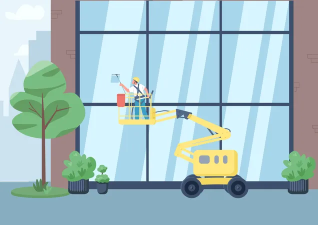 Building windows cleaning  Illustration