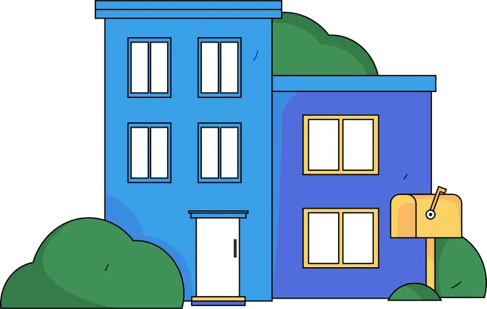 Building with mailbox  Illustration