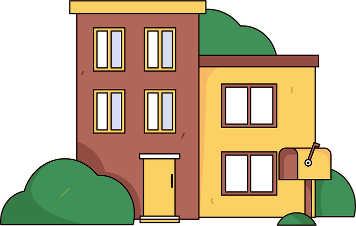 Building with mailbox  Illustration