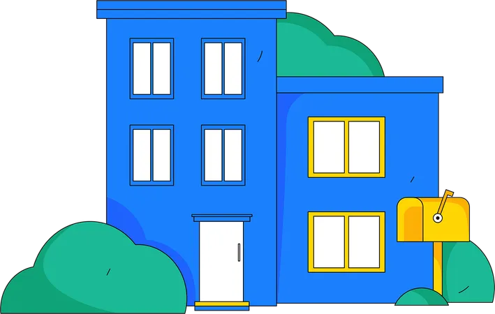 Building with mailbox outside  Illustration