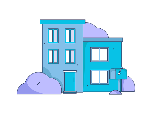 Building with mailbox outside  Illustration