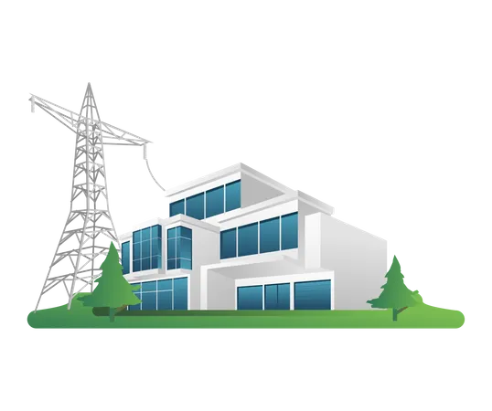 Building with solar electric energy  Illustration