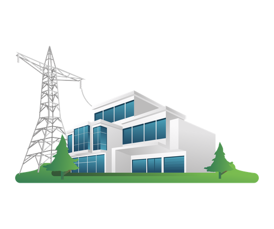 Building with solar electric energy  Illustration