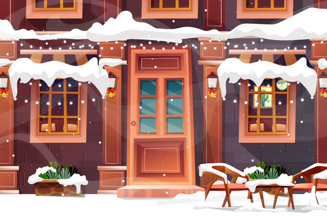 Buildings in snowy Illustration