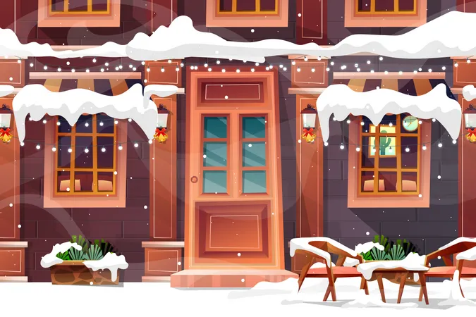 Buildings in snowy  Illustration