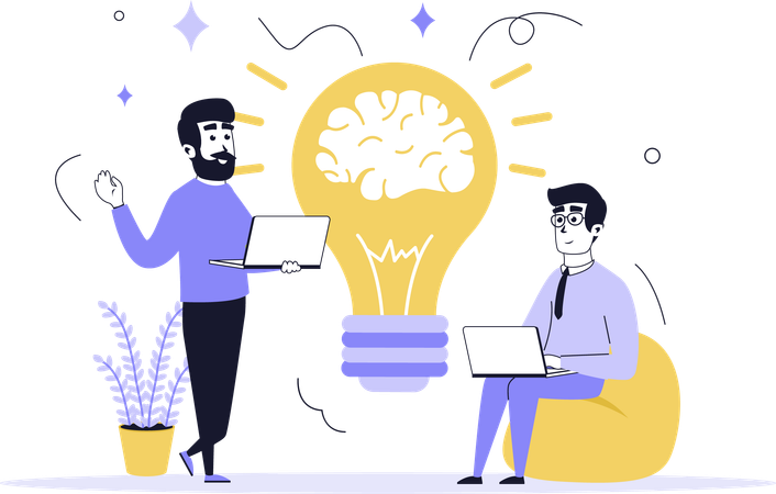 Buiness people doing brainstorming  Illustration