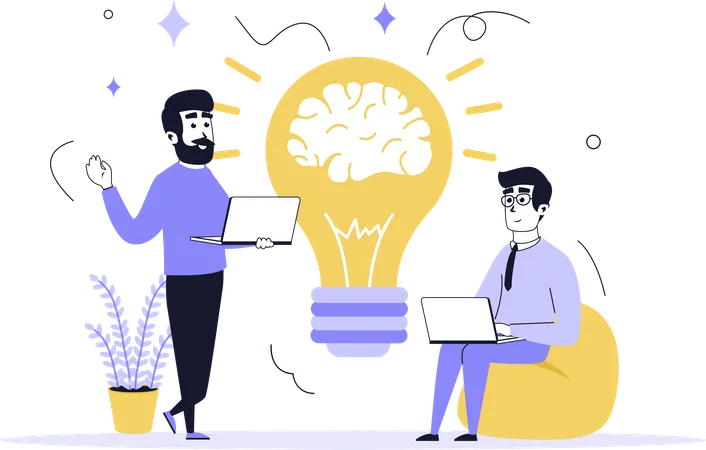 Buiness people doing brainstorming  Illustration