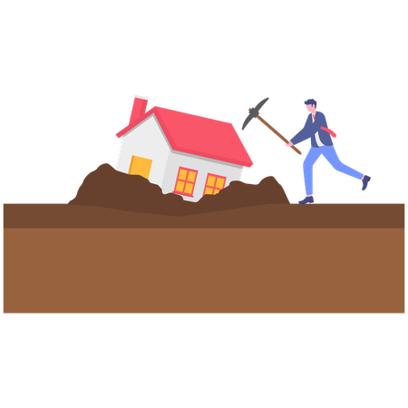 Buinessman searching for house investmnet  Illustration