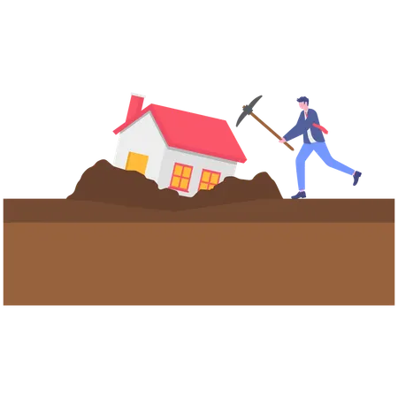 Buinessman searching for house investmnet  Illustration