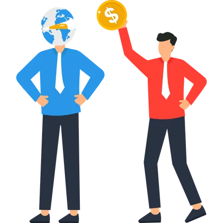 Buisnessman investing in global finance  Illustration