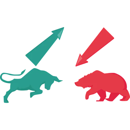 Bull And Bear Market Competition Illustration