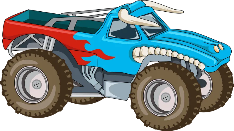 Bull Monster Truck Vector Illustration Illustration
