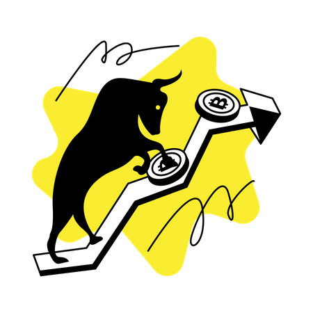Bullische Kryptomünze  Illustration