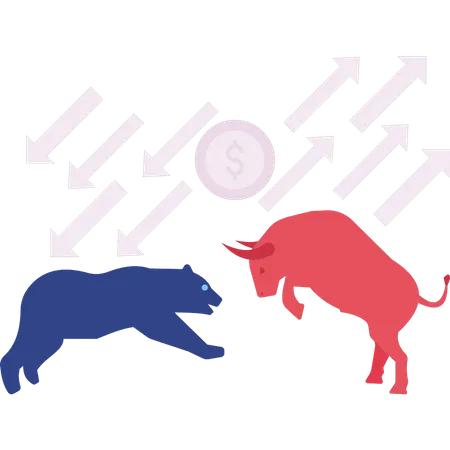 Bullish and bearish fight  Illustration