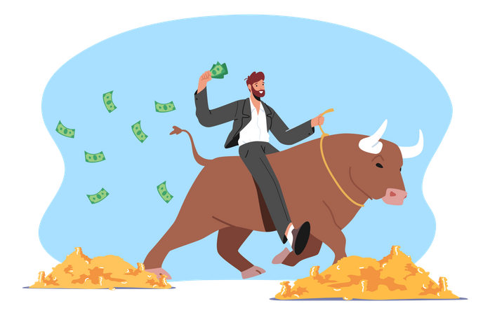 Bullish Stock Market Investor  Illustration