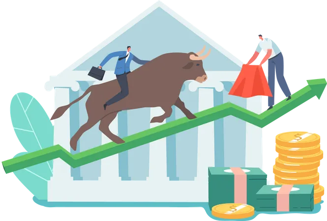 Bullish Stock Market Trading  Illustration